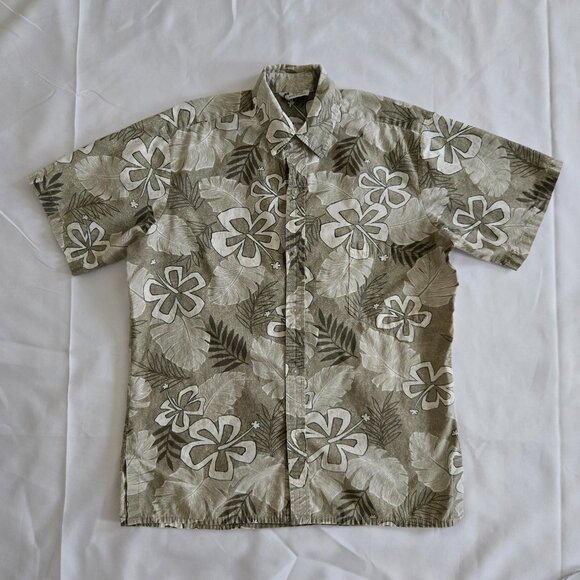 Men's Malihini Hawaii Vintage Batik Hibiscus Floral Hawaiian Shirt SZ L - Picture 1 of 8